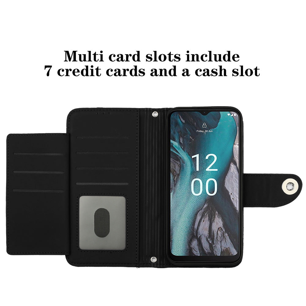 YB Imprinting Series-8 for Nokia C22 Leather Case with Hand Strap Wallet 7 Card Slots Cover YB Imprinting Series-8 for Nokia C22 Leather Case with Hand Strap Wallet 7 Card Slots Cover